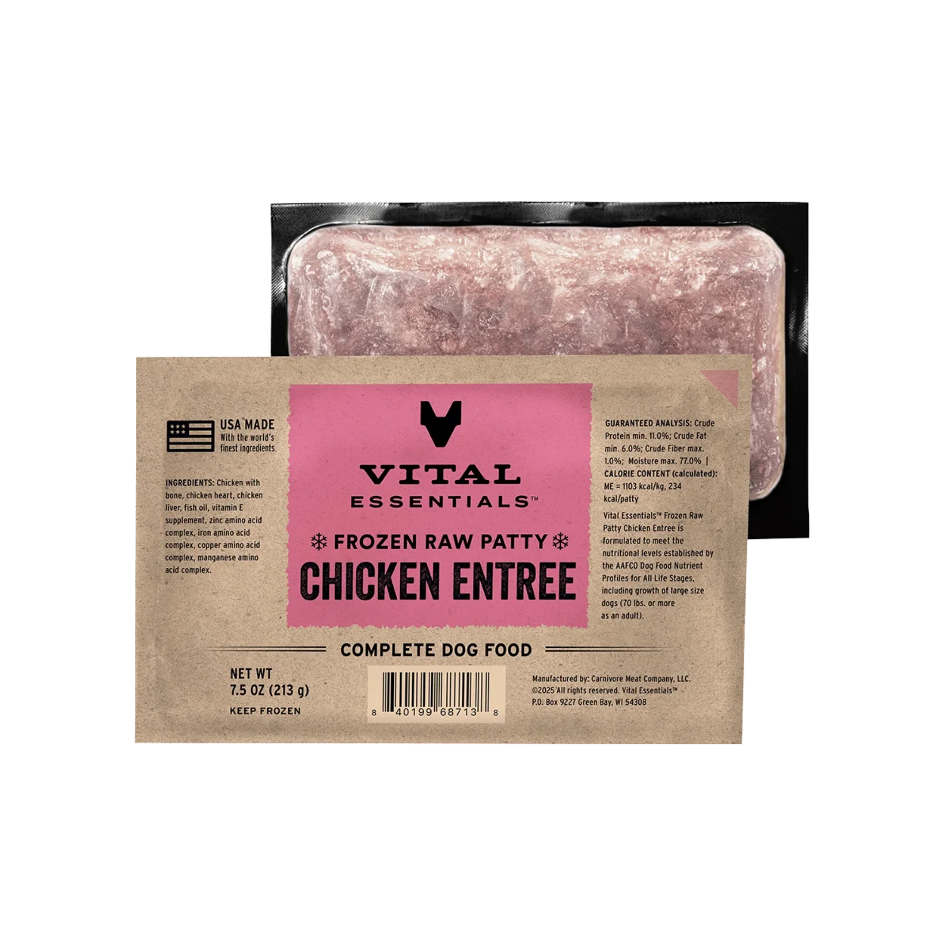 Natural Vital Essentials Frozen Raw Chicken Entree Patty Convenient