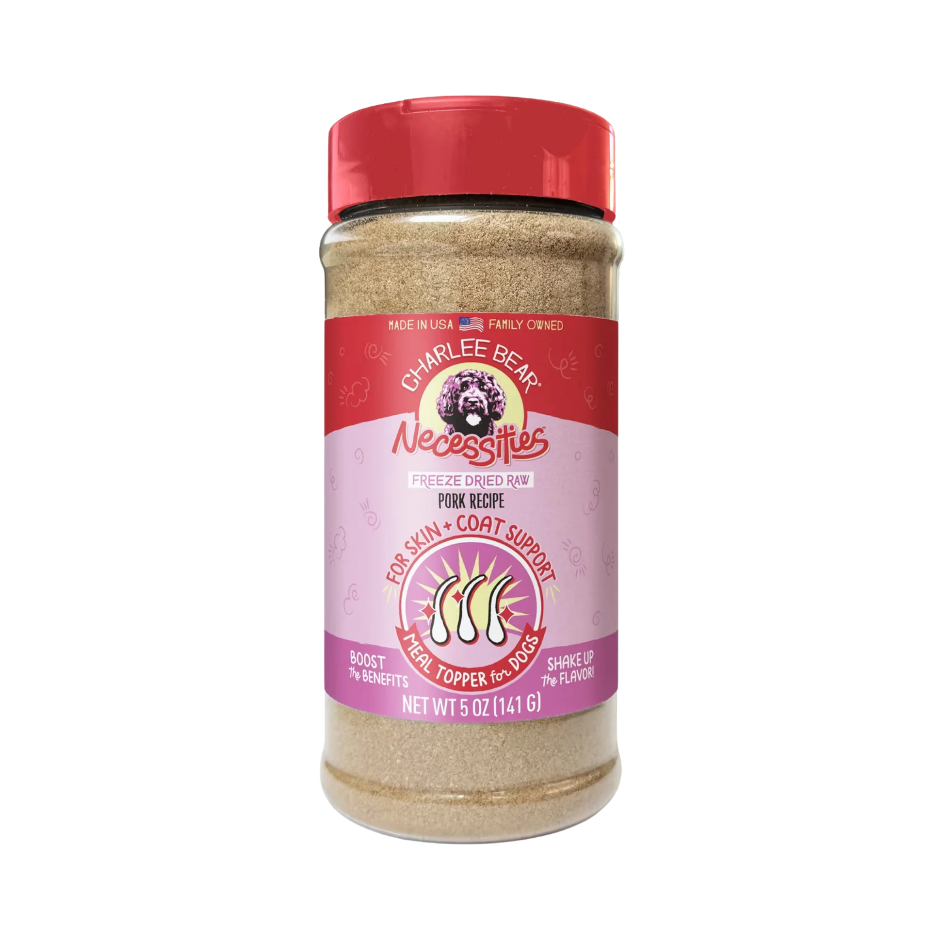 Elegant Charlee Bear Necessities ze-Dried Pork Recipe Skin Coat Support Grain- Dog Food Topper 5oz Flexible