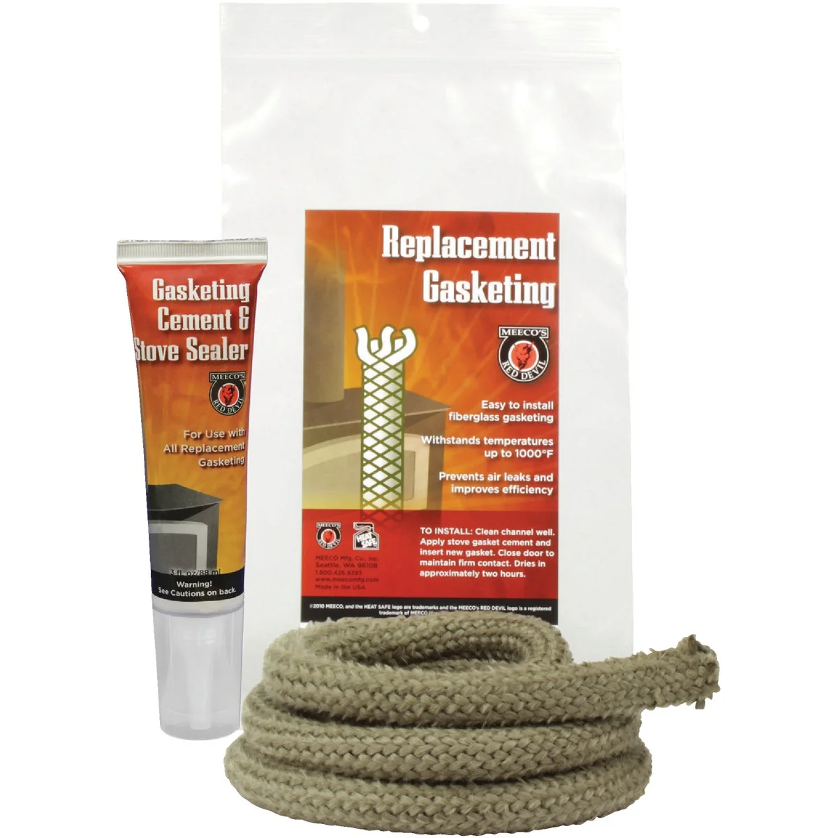 Specialty Meeco's Red Devil Gasketing Cement Stove Sealer and 1 2 In. x 6 Ft. Rope Gasket Kit Crafted