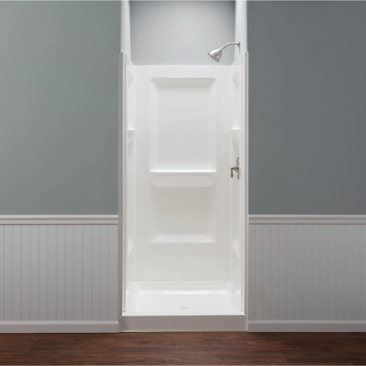 Minimalist Mustee Durawall Model 736 3-Piece 36 In. W x 36 In. D Shower Wall Set in White Durable