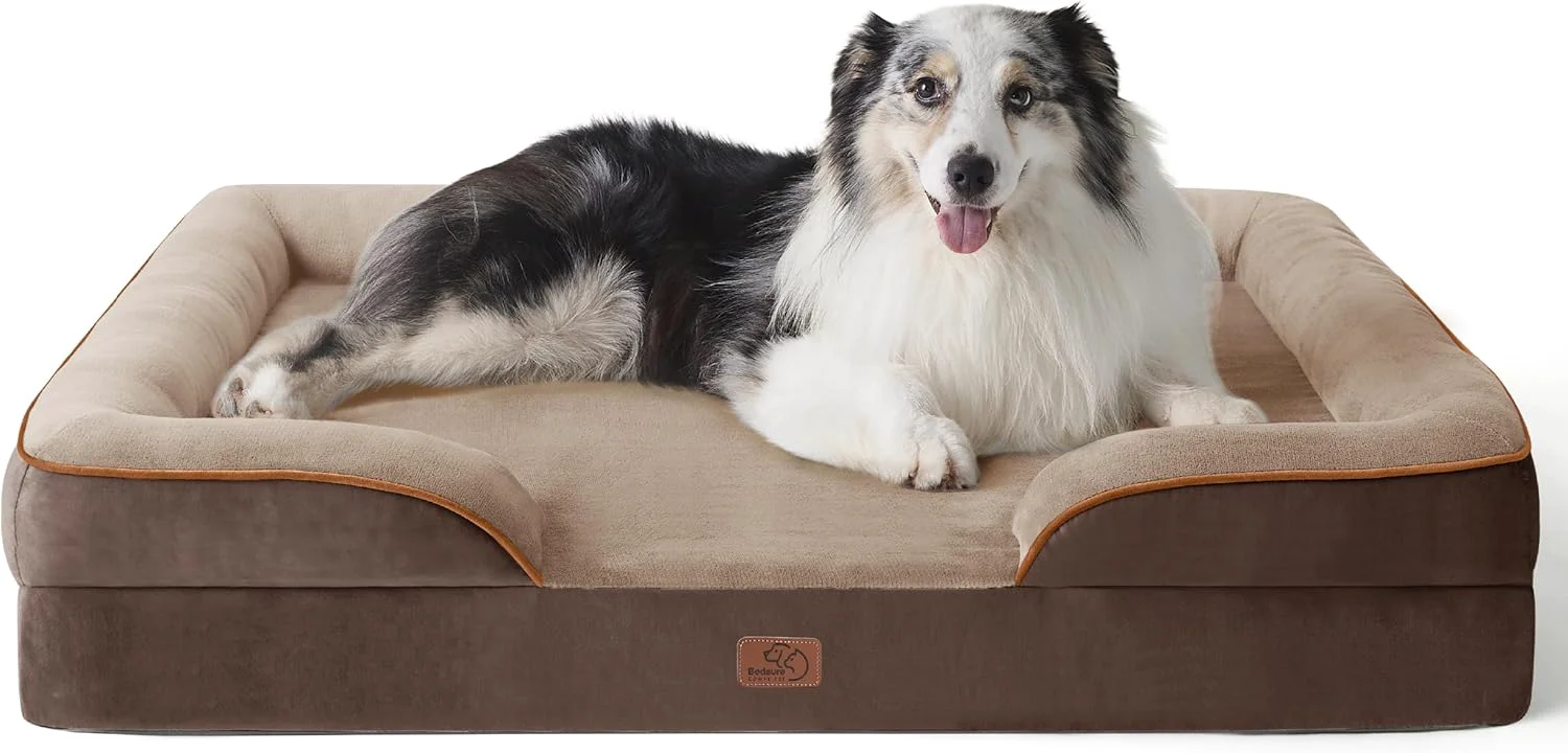 Comfortable Bedsure Orthopedic Dog Bed for Extra Large Dogs - XL Washable Dog Sofa Beds Large Supportive Foam Pet Couch Bed with Removable Washable Cover Waterproof Lining and Nonskid Bottom Brown Clean