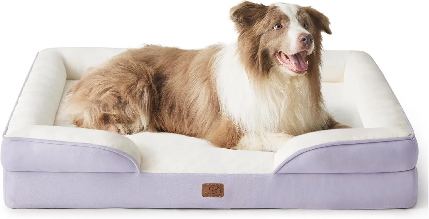 Outstanding Bedsure L Plus Orthopedic Dog Bed for Large Dogs - Washable Dog Cat Bed Waterproof L Plus Big Comfort Dogs Couch Sofa with Washable Removable Cover Pet Bed with Nonskid Bottom Lavender 38 Relaxed