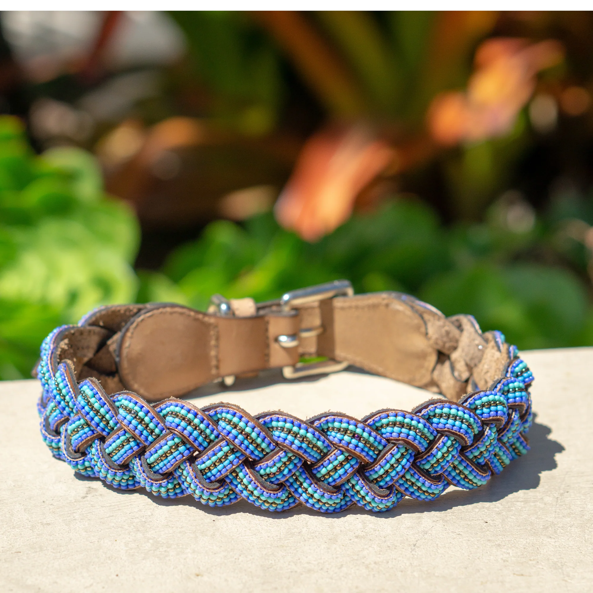 Outstanding Blue Braided Sambboho dog collar Top-Quality