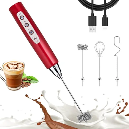 Crafted Red Milk Frother Wand for Coffee Innovative