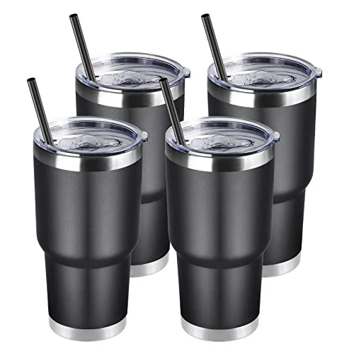 Traditional 30 oz Tumbler with Lid and Straw 4 Count Original
