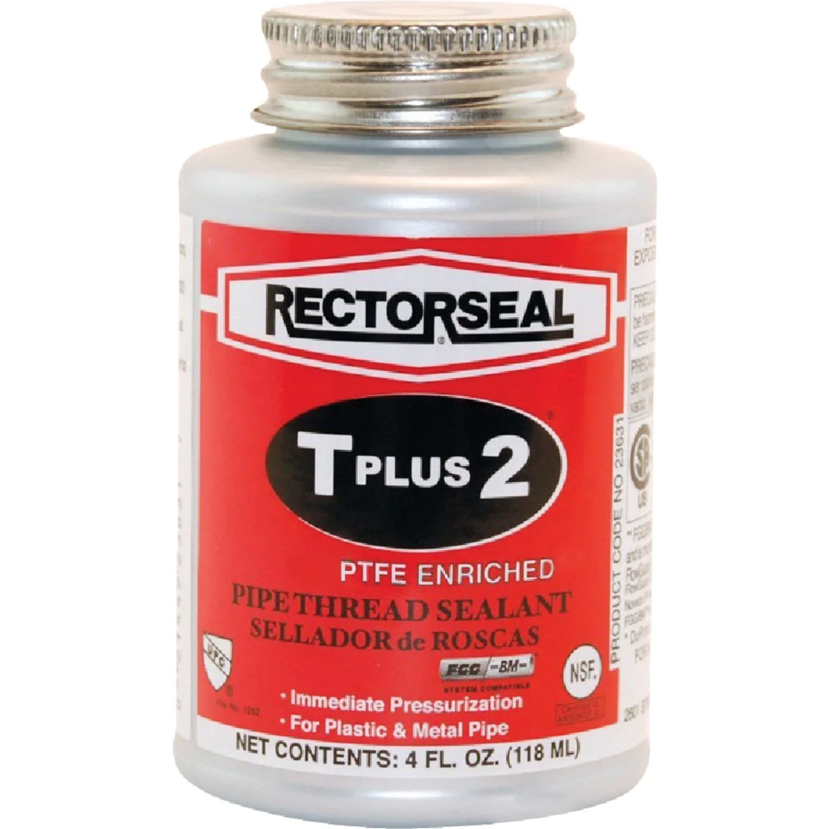 Crafted Rectorseal T Plus 4 Fl. Oz. White Pipe Thread Sealant with PTFE Sophisticated