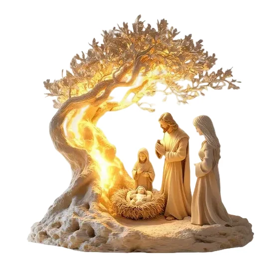 Recyclable Yellow Acrylic Nativity Scene Desktop Plaque and Tabletop Signboard Certified