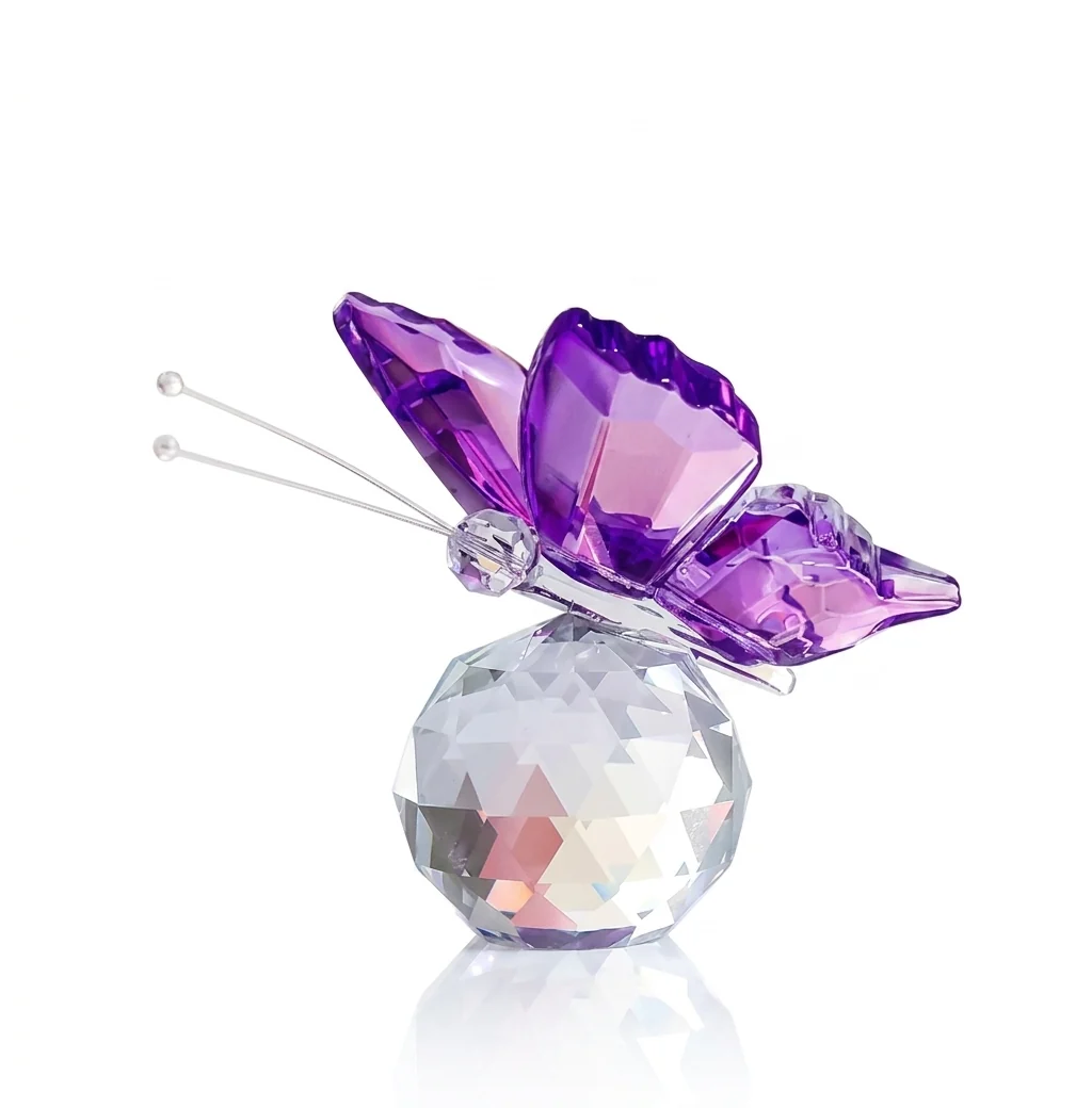Optimized Crystal Cut Butterfly Ornament and Desktop Tabletop Figurine Environmentally Friendly