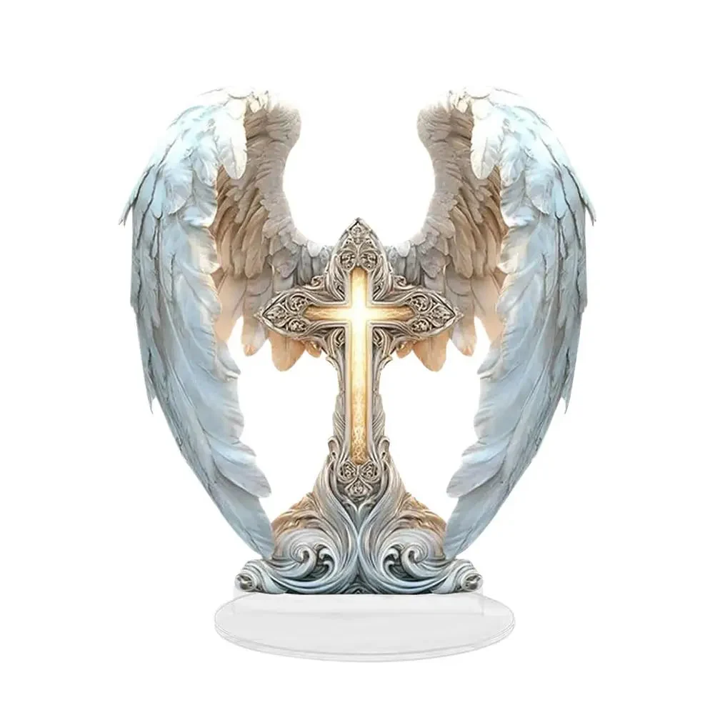 Recyclable Flat Acrylic Angel Wings Plaque and Desktop Ornament Convenient