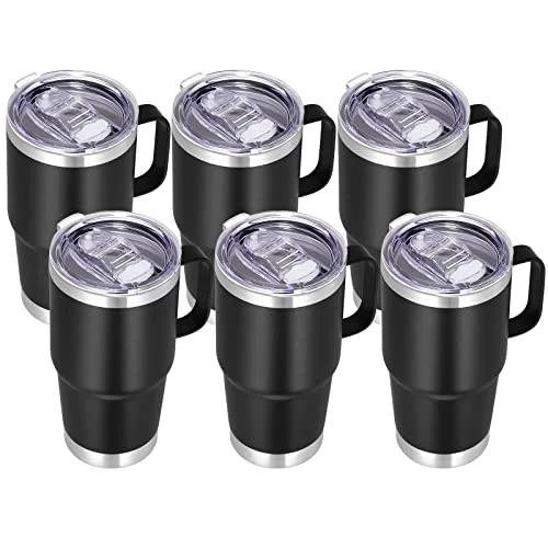 Comfortable 20 oz Tumbler Bulk with Handle Lid and Straw 6 Count Original Design