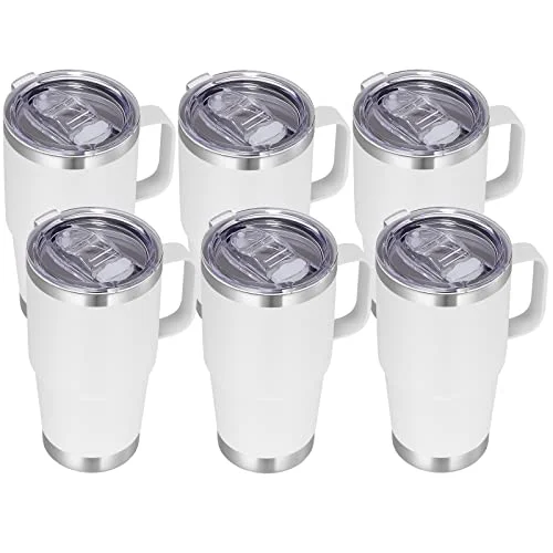 Durable 20 oz Tumbler Bulk with Handle Lid and Straw 6 Count Stylish