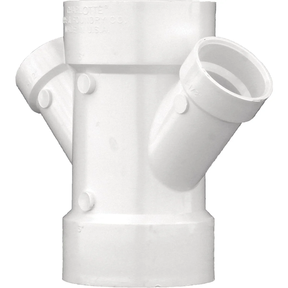 Certified Charlotte Pipe 3 In. x 2 In. Schedule 40 DWV PVC Reducing Double Wye Green