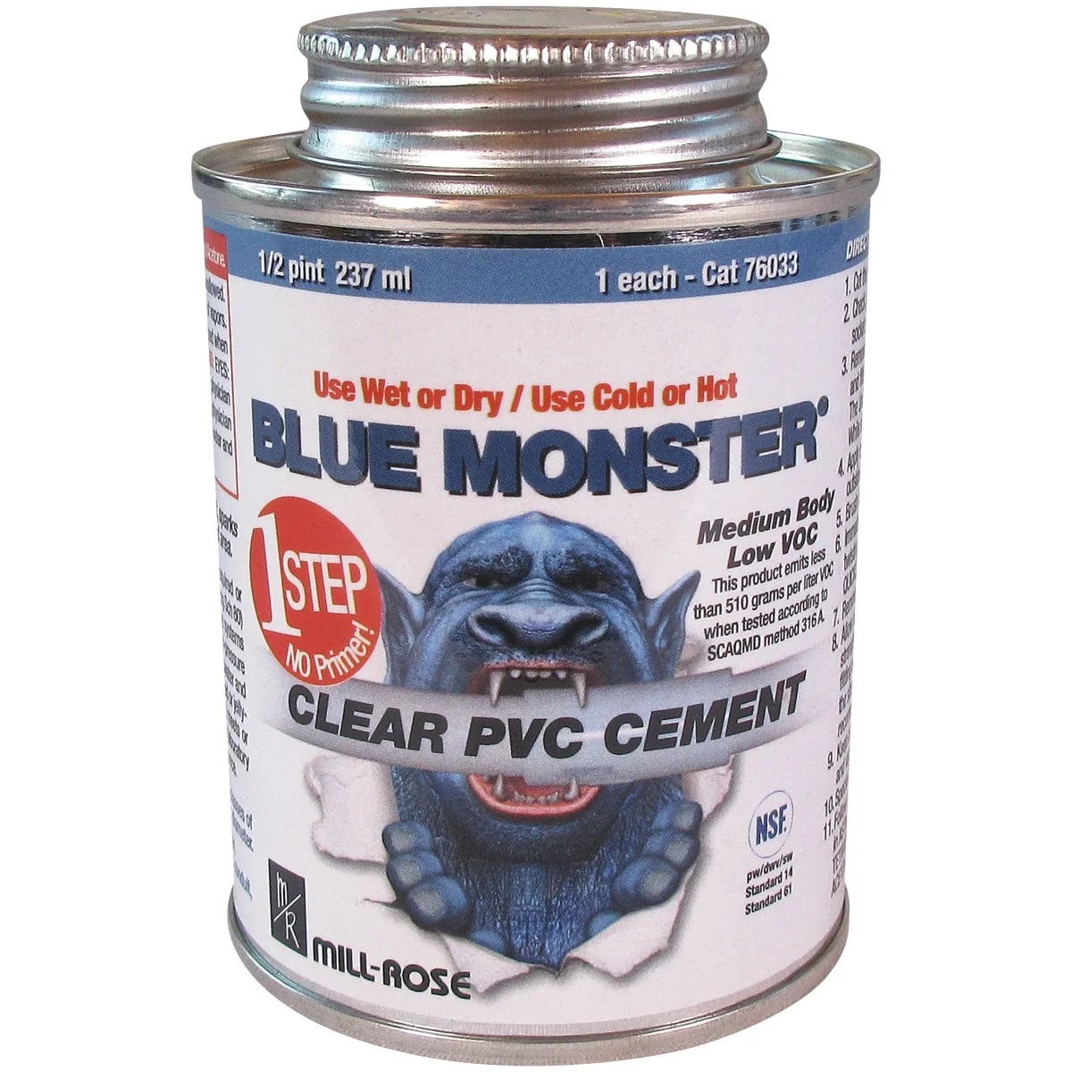 Authentic BLUE MONSTER 4 Oz. Weatherproof 1-Step Clear PVC Cement Sophisticated
