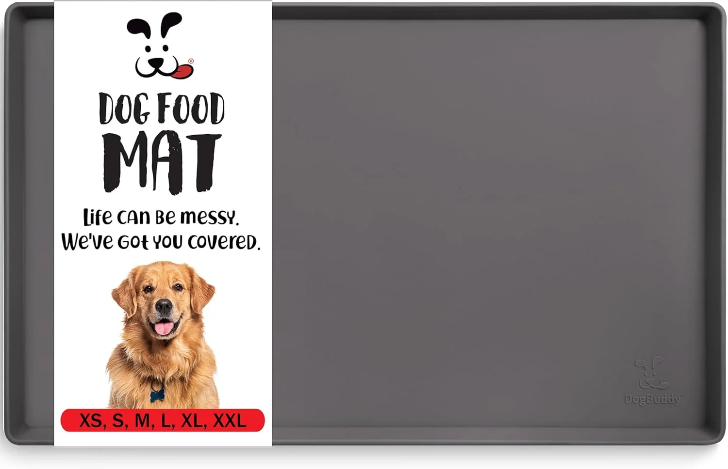 Efficient DogBuddy Dog Food Mat – Waterproof Dog Bowl Mat for Food and Water Silicone Pet Feeding Mats for Floors Non-Slip Placemat with High Edges for Dogs Bowls Puppy Essentials L 24 x 16 Shadow Exclusive