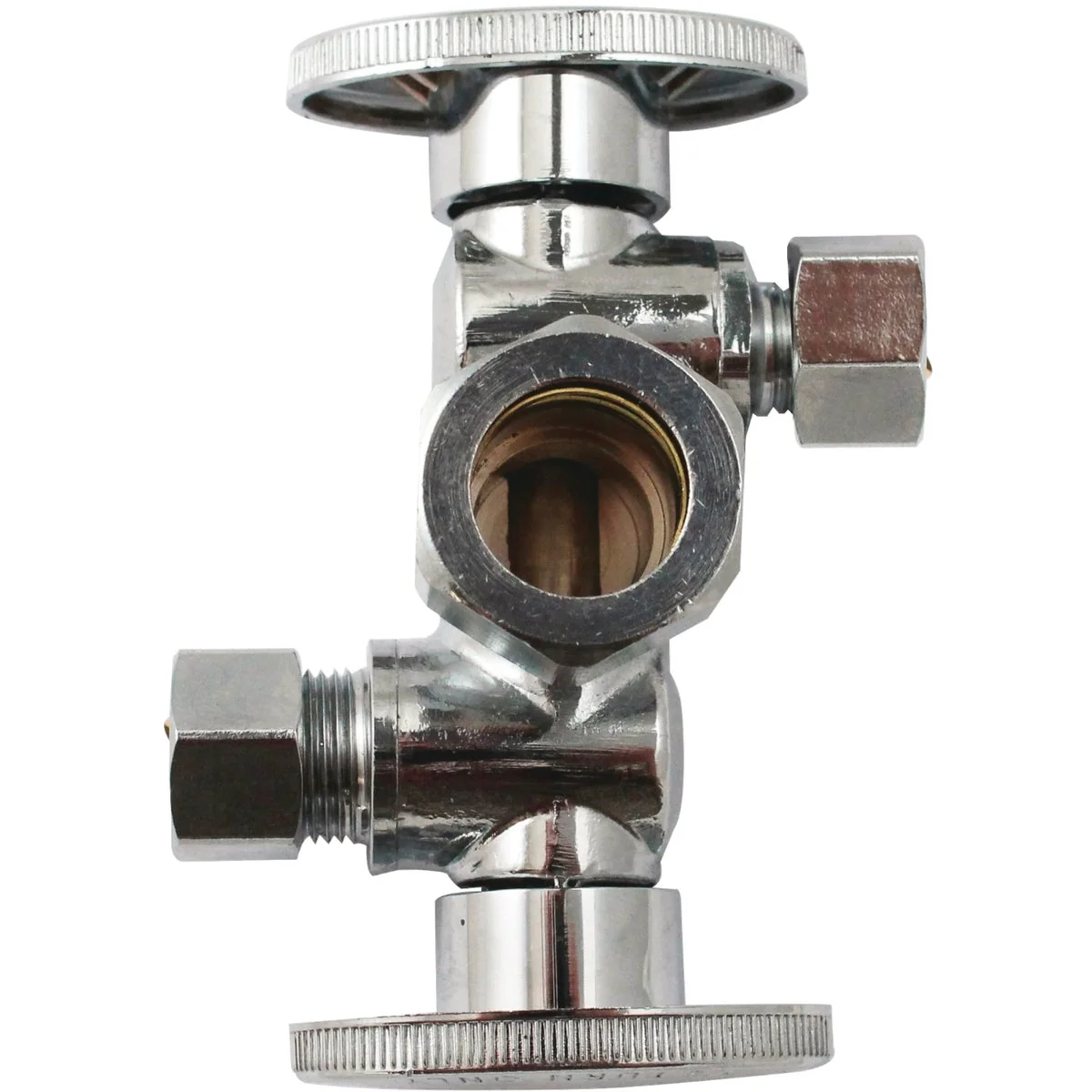 Superior Keeey 5 8 OD x 3 8 OD x 3 8 OD Quarter Turn Dual Shut-Off Dual Outlet Valve Prestigious