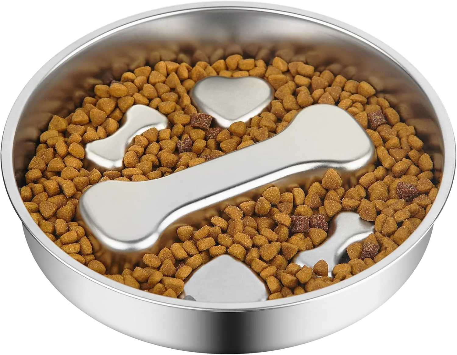 Modern Slow Feeder Dog Bowl - 2 Cups Stainless Steel Dog Slow Feeder Food Bowl Metal Non-Slip Lick Plate Puppy or Cat Food Holder Pet Supplies Puzzle Maze Dish for Small Medium Sized Breeds Recyclable