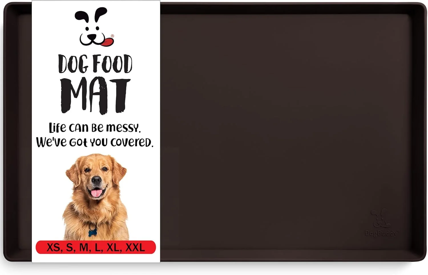 Elegant DogBuddy Dog Food Mat – Waterproof Dog Bowl Mat for Food and Water Silicone Pet Feeding Mats for Floors Non-Slip Placemat with High Edges for Dogs Bowls Puppy Essentials XL 28 x 18 Coffee Trendy