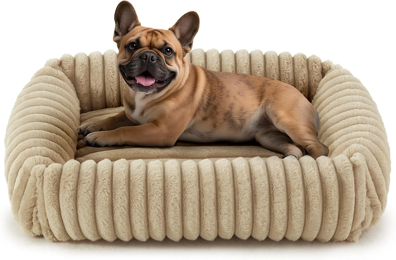 Fine Crafted Dog Beds Medium Sized Dog Washable Orthopedic Pet Bed with Removable Cover Rectangle Soft Calming Sleeping Puppy Bed Durable Pet Cuddler with Anti-Slip Bottom 30 x24 x8 Beige Comfortable