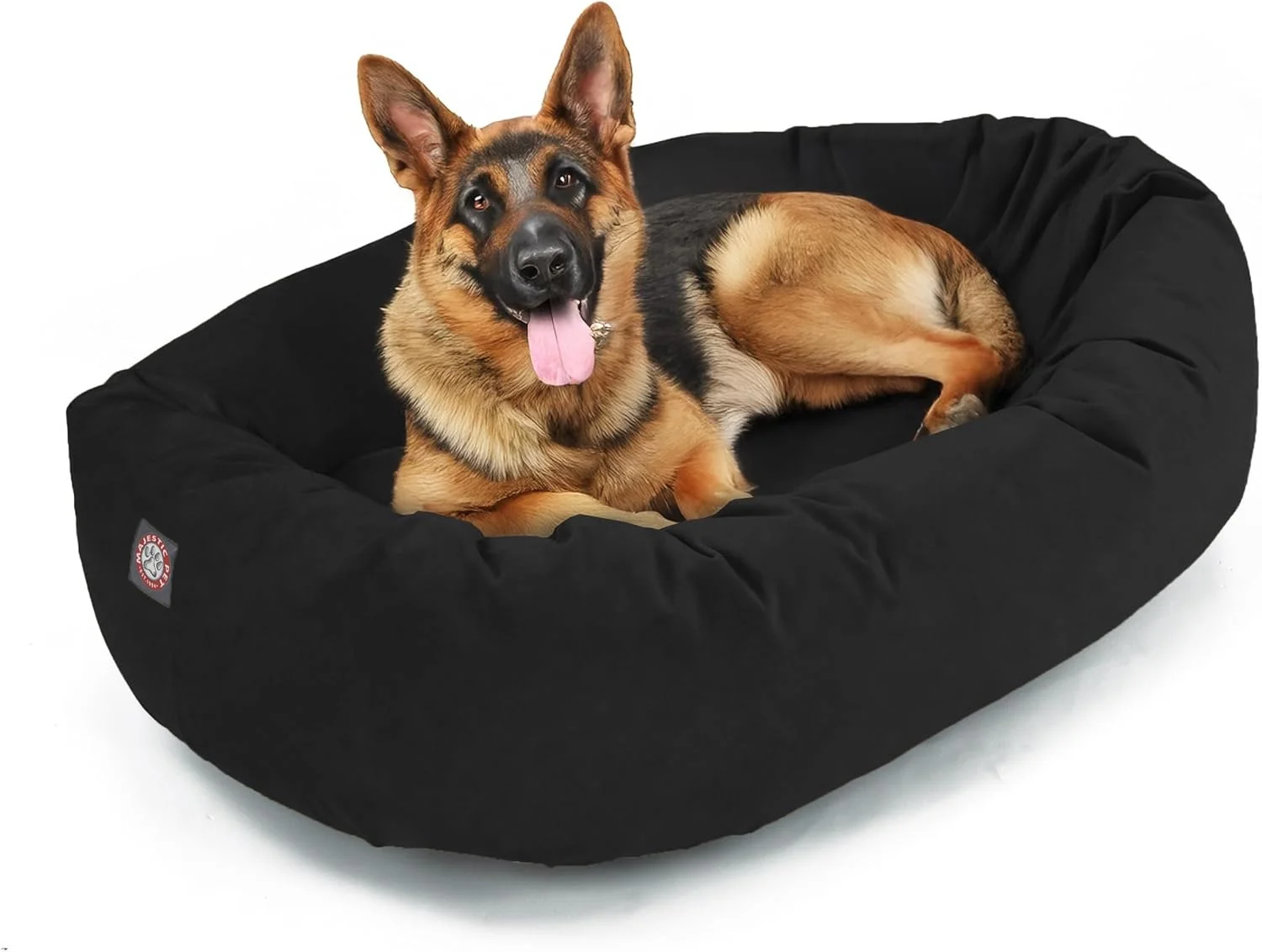 Contemporary Majestic Pet 52 Inch Suede Calming Dog Bed Washable 52x35x11 Inch – Cozy Soft Round Donut Dog Bed with Spine Support for Dogs to Rest Their Head - Pet Bed X- Large – Black 2025 Practical