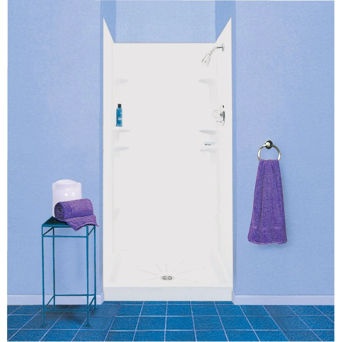 Fashionable Mustee Durawall Model 247 5-Piece 48 In. W x 42 In. D Shower Wall Set in White Minimalist