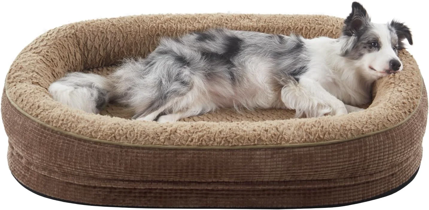 Outstanding JOEJOY Orthopedic Dog Bed for Large Dogs Egg-Crate Memory Foam Pet Bed with Bolster Sides Waterproof Lining Removable Washable Cover Non-Slip Bottom Brown Dependable