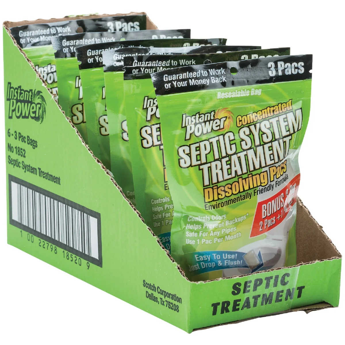 Proven Instant Power Concentrated Septic Tank Treatment Dissolving Pacs 3-Pack Smart