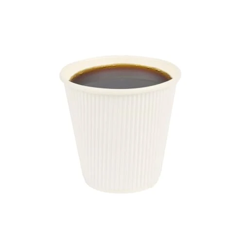 Pure Ripple Wall Coffee Cups 500 Count 8 Ounce Insulated White Paper Cups Solid