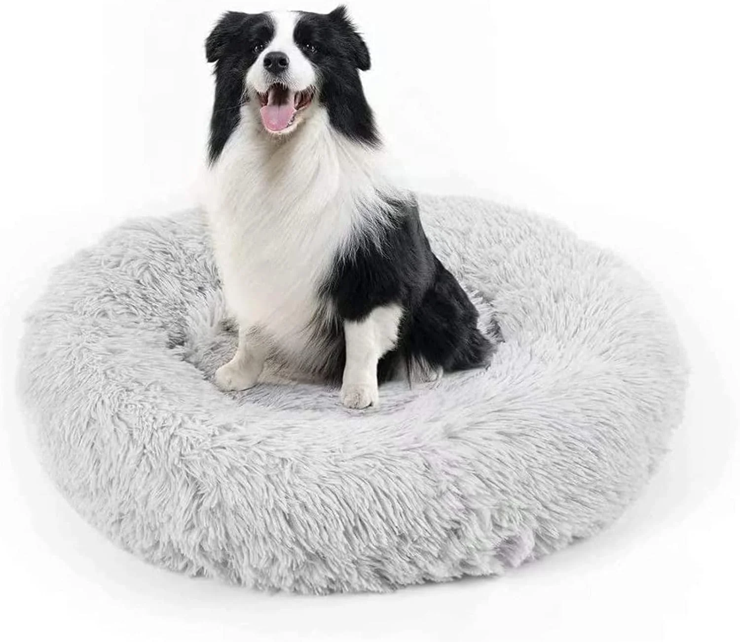 Enhanced Dog Bed Cat Calming Bed Faux Fur Pillow Pet Donut Cuddler Round Plush Bed for Large Medium Small Dogs and Cats Long-Lasting