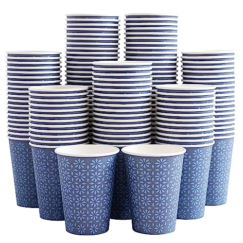 Detailed 240 Pack Paper Cups 12 oz Bulk Disposable Coffee Cups Navy Floral 240 Count Prestigious