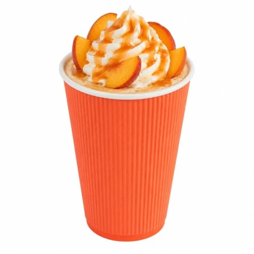Solid Ripple Wall Coffee Cups 500 Count 16 Ounce Insulated Tangerine Orange Paper Cups High-Grade