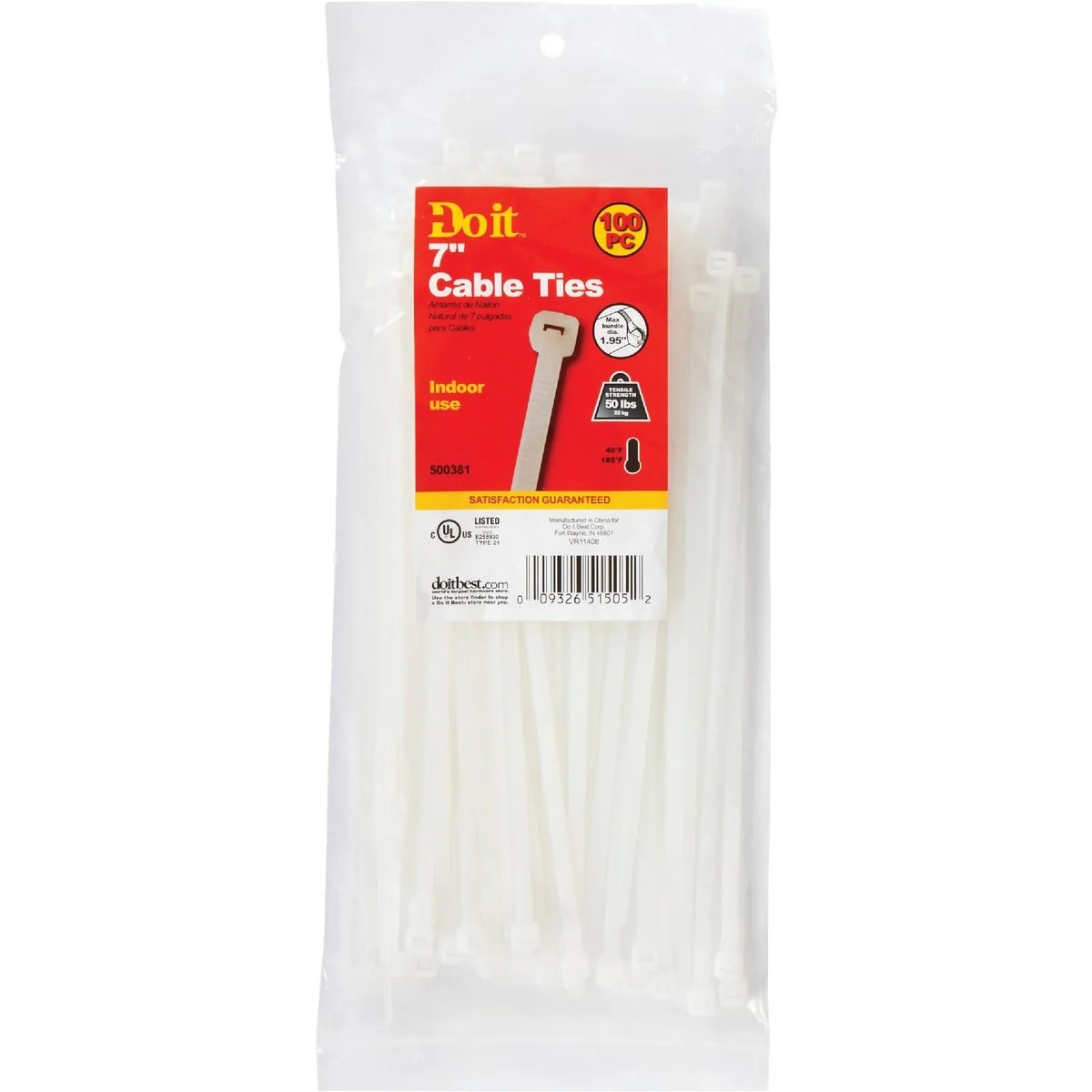 Fast Do it 7 In. x 0.189 In. Natural Color Molded Nylon Cable Tie 100-Pack Effective