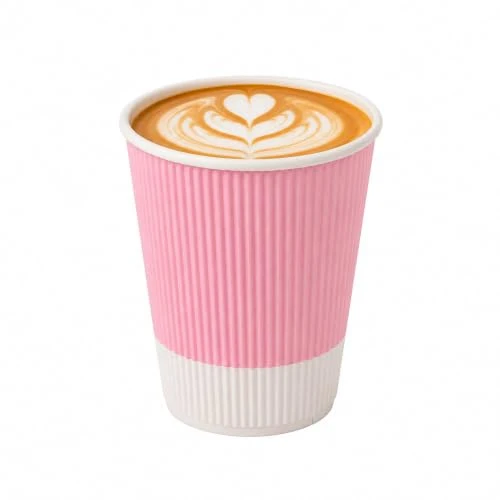 Fast Ripple Wall Coffee Cups 500 Count 12 Ounce Insulated Light Pink Paper Cups Organic