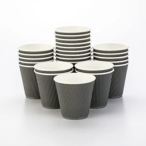 Organic Coffee Cups 500 Pack of 8 oz Paper Ripple Wall Espresso Cups Insulated Leakproof Disposable 500 Count Refined