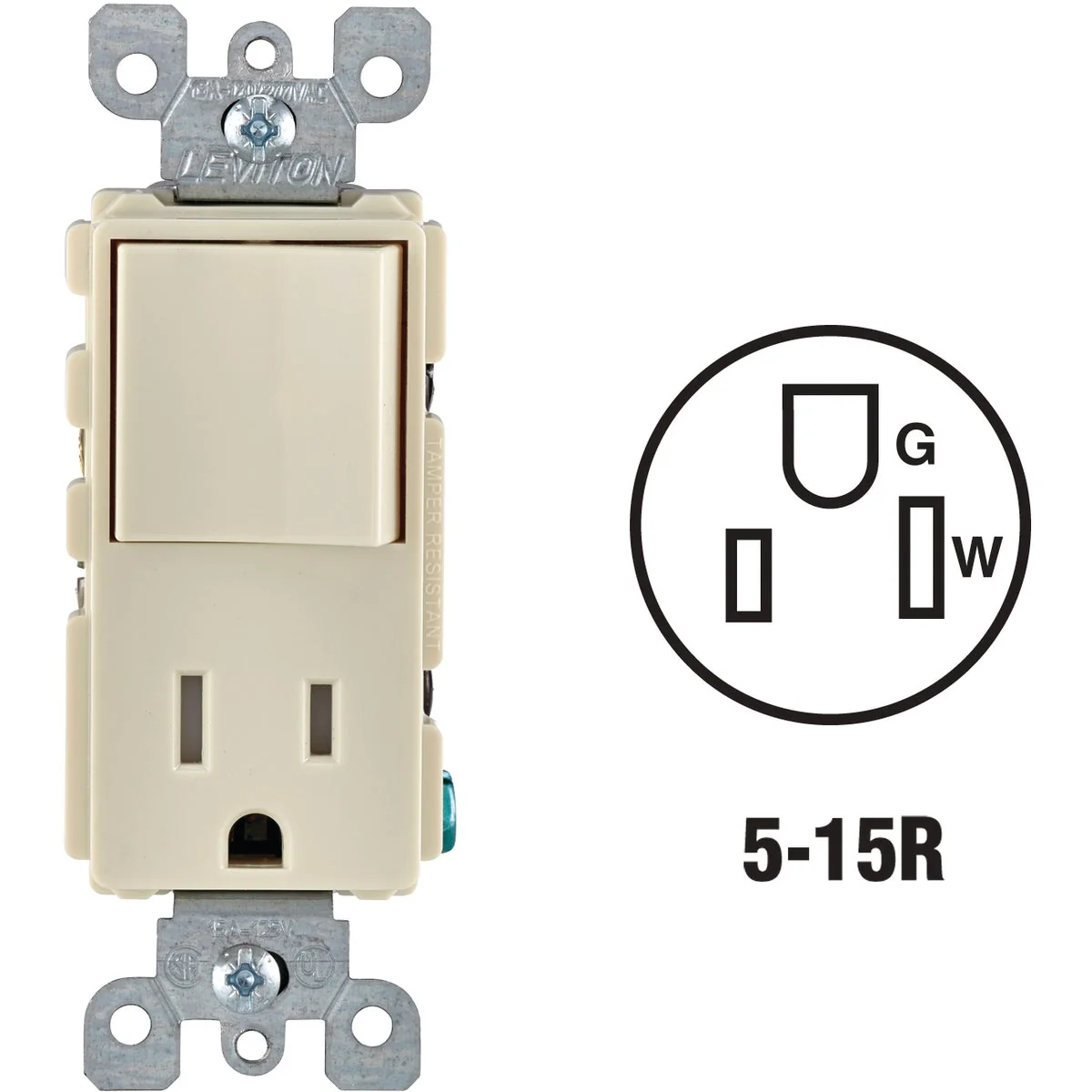 Natural Leviton Decora Almond 15A Switch Outlet World-Class