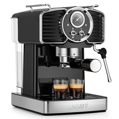 Enhanced 20 Bar Espresso Machine Retro with Powerful Milk Frother User-Friendly
