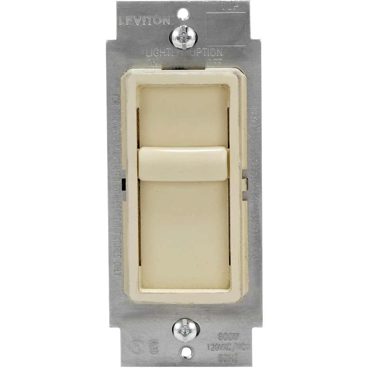 Powerful Leviton Decora Incandescent Halogen LED CFL Ivory Slide Dimmer Switch Luxury