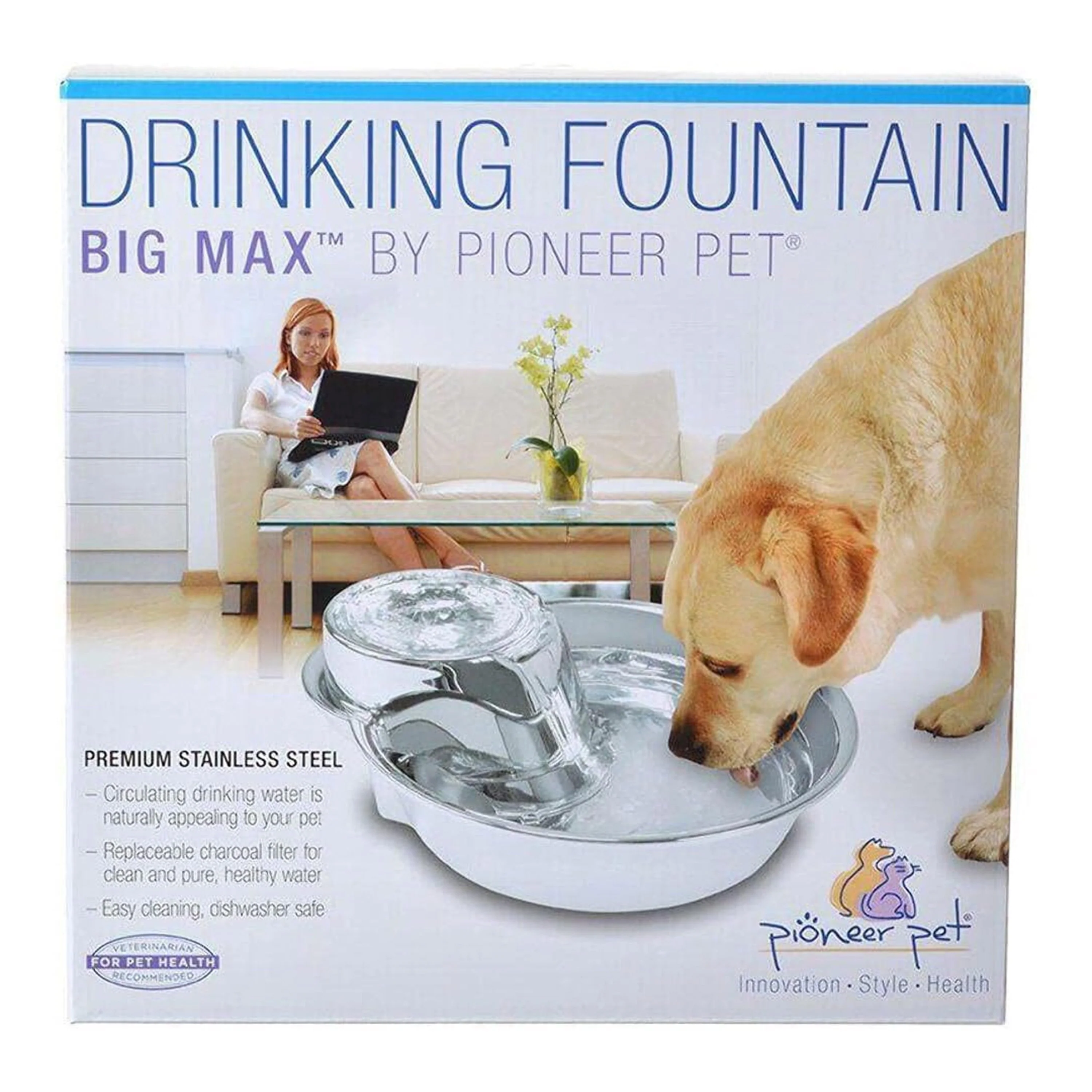 Flexible Pioneer Pet Big Max Stainless Steel Dog Cat Drinking Fountain 128-oz Top-Quality