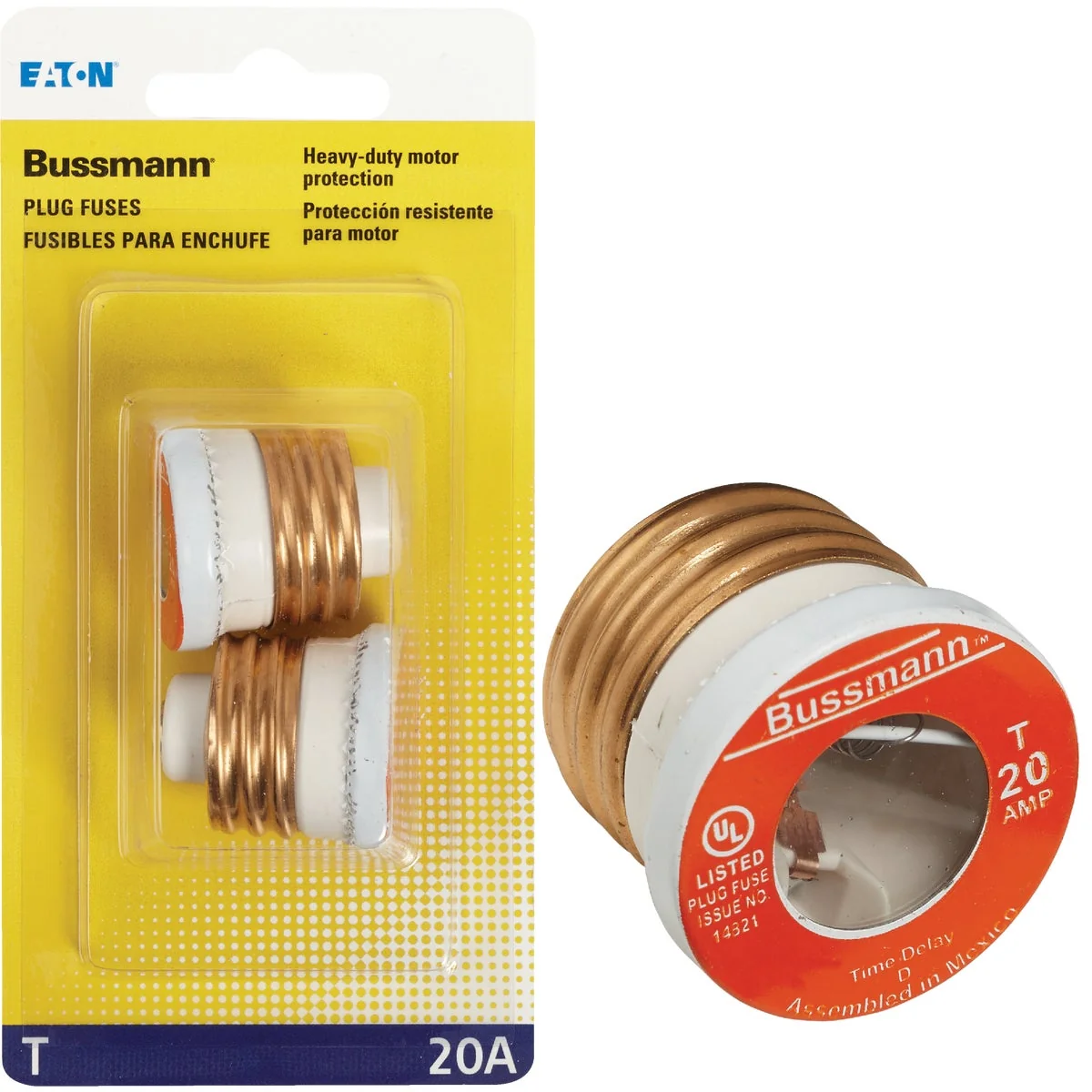 Soft Bussmann 20A T Time-Delay Plug Fuse 2-Pack Fast