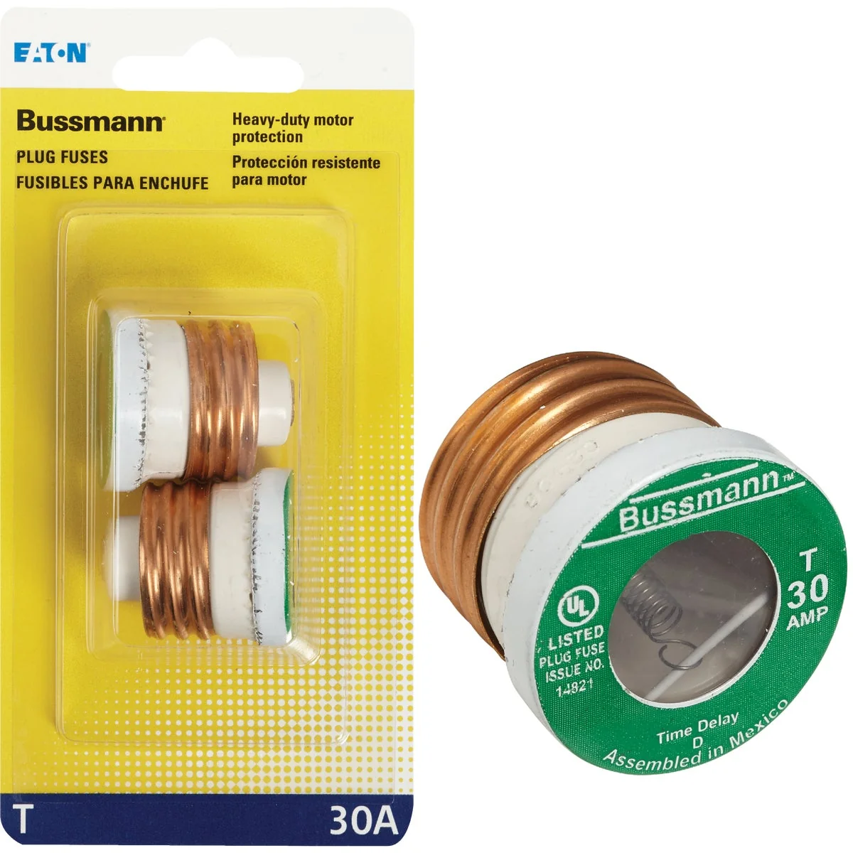 Practical Bussmann 30A T Time-Delay Plug Fuse 2-Pack Dependable