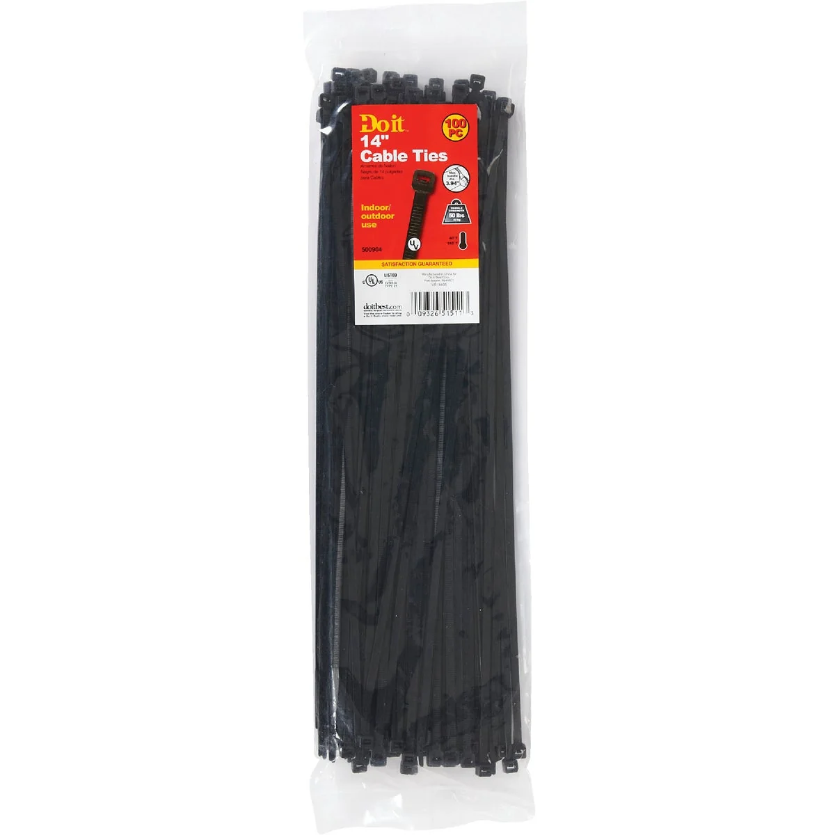 Environmentally Friendly Do it 14 In. x 0.189 In. Black Molded Nylon Weather Resistant Cable Tie 100-Pack Sustainable