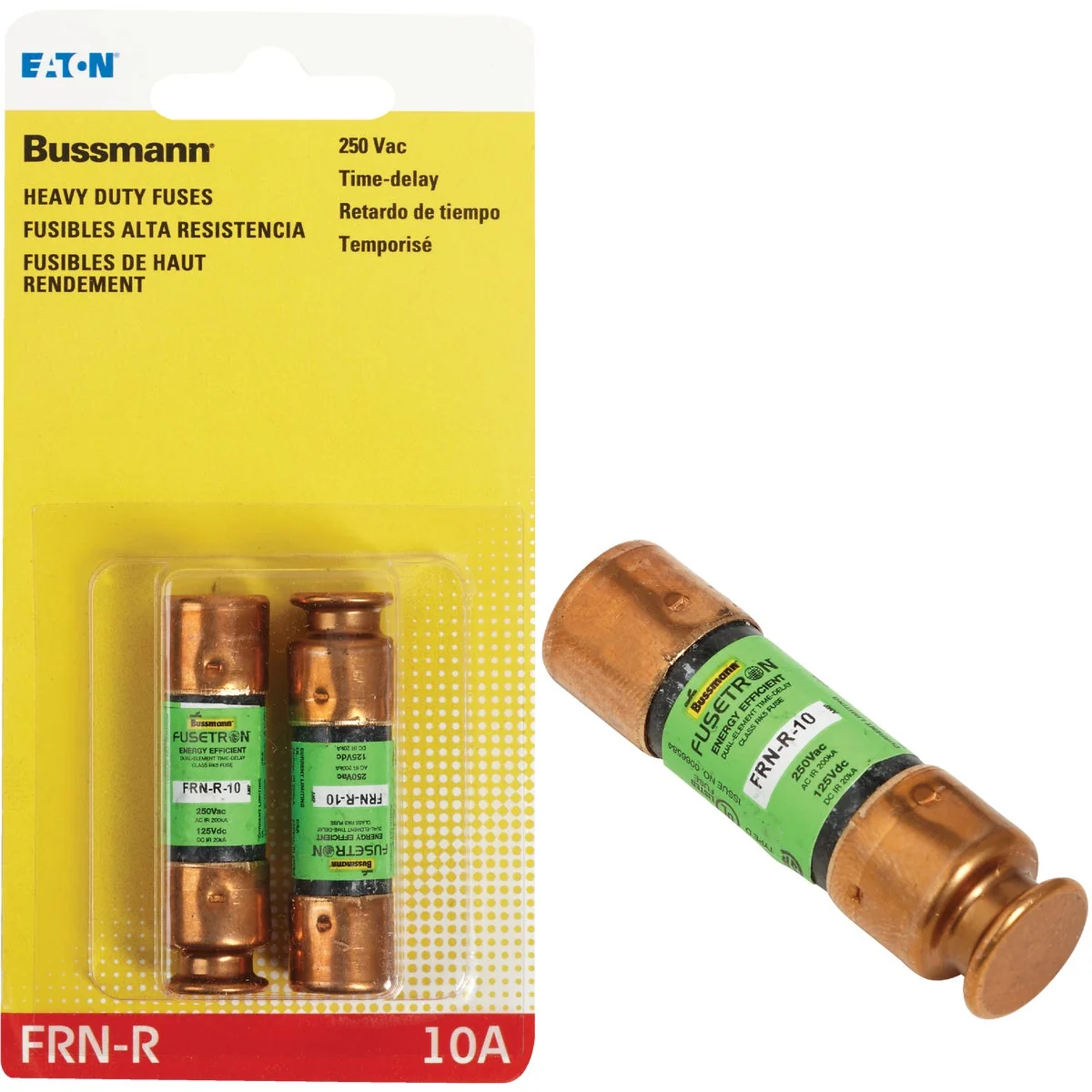 Original Bussmann 10A FRN-R Cartridge Heavy-Duty Time Delay Cartridge Fuse 2-Pack Sophisticated