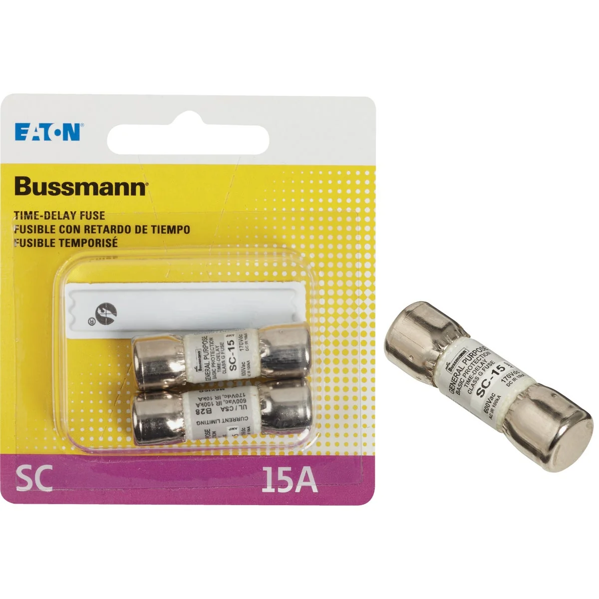 Responsible Bussmann 15A Midget Cartridge Time Delay Cartridge Fuse 2-Pack Superior