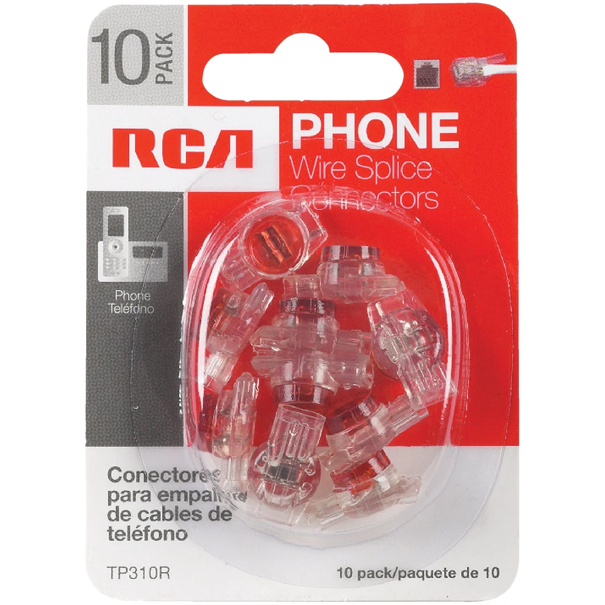 Modern RCA Clear Red Wire Spice Connector Phone Cord Coupler 10-Pack Durable