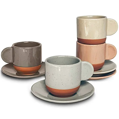Luxury Ceramic Mini Espresso Cups Set of 4 4 Count Eco-Friendly
