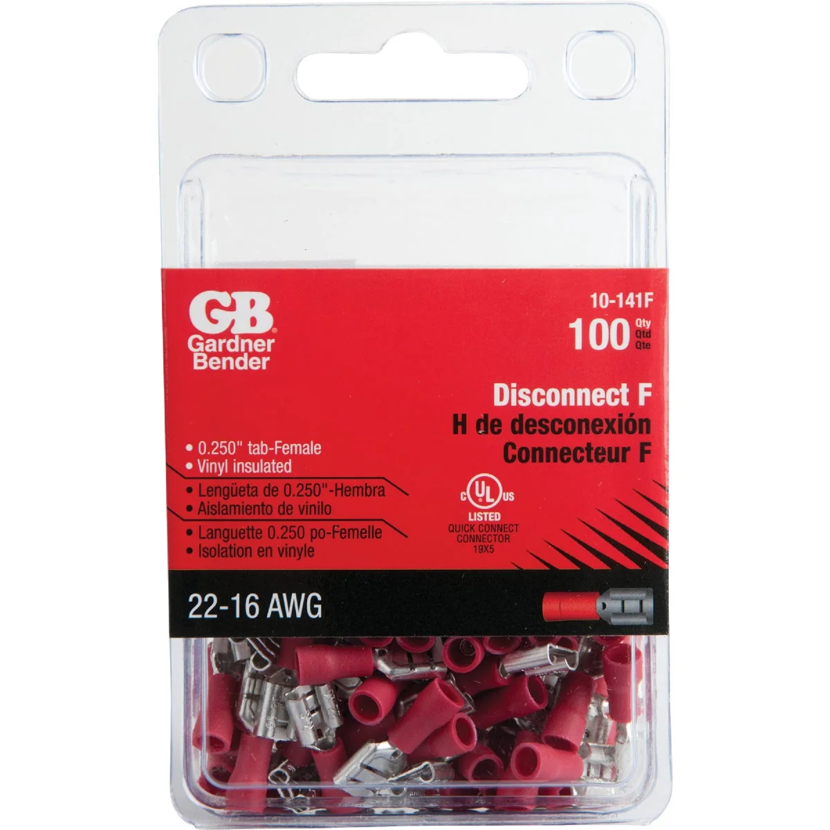 Eco-Friendly Gardner Bender 22 to 16 AWG Female Red Vinyl-Insulated Barrel Disconnect 100-Pack Casual