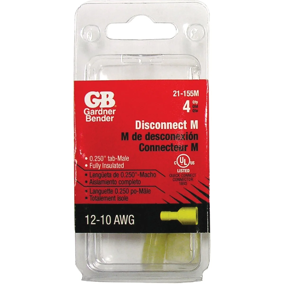 Environmentally Friendly Gardner Bender 12 to 10 AWG Male Yellow Fully-Insulated Disconnect 4-Pack Contemporary