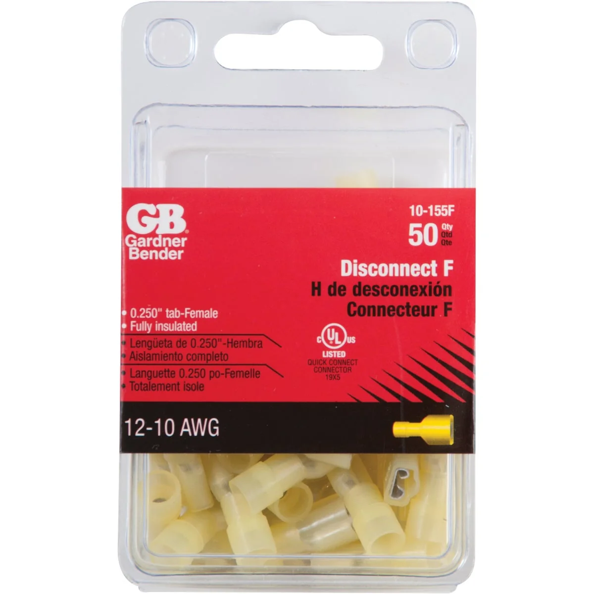 Responsible Gardner Bender 12 to 10 AWG Female Yellow Fully-Insulated Disconnect 50-Pack Outstanding