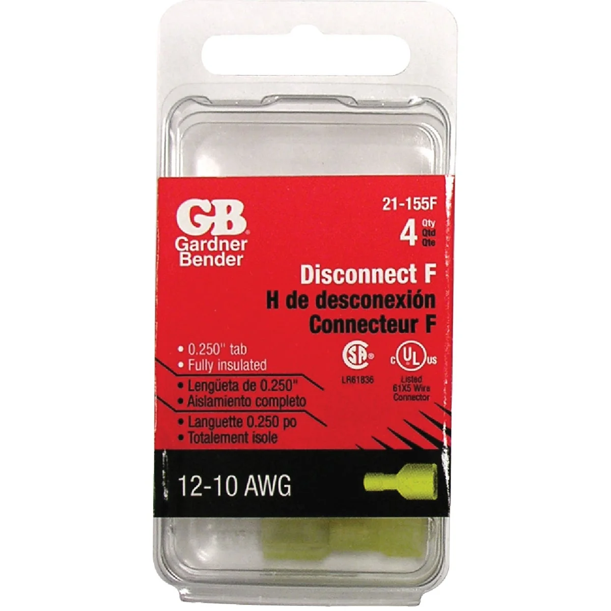 Safe Gardner Bender 12 to 10 AWG Female Yellow Fully-Insulated Disconnect 4-Pack Convenient