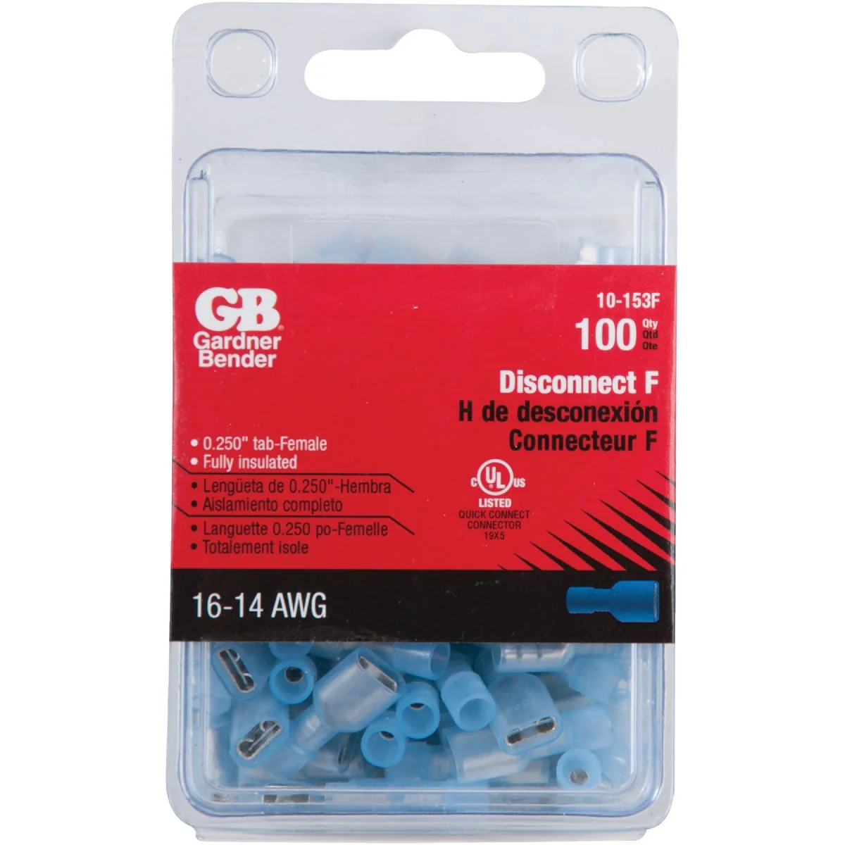 Professional Gardner Bender 16 to 14 AWG Female Blue Fully-Insulated Disconnect 100-Pack Flexible