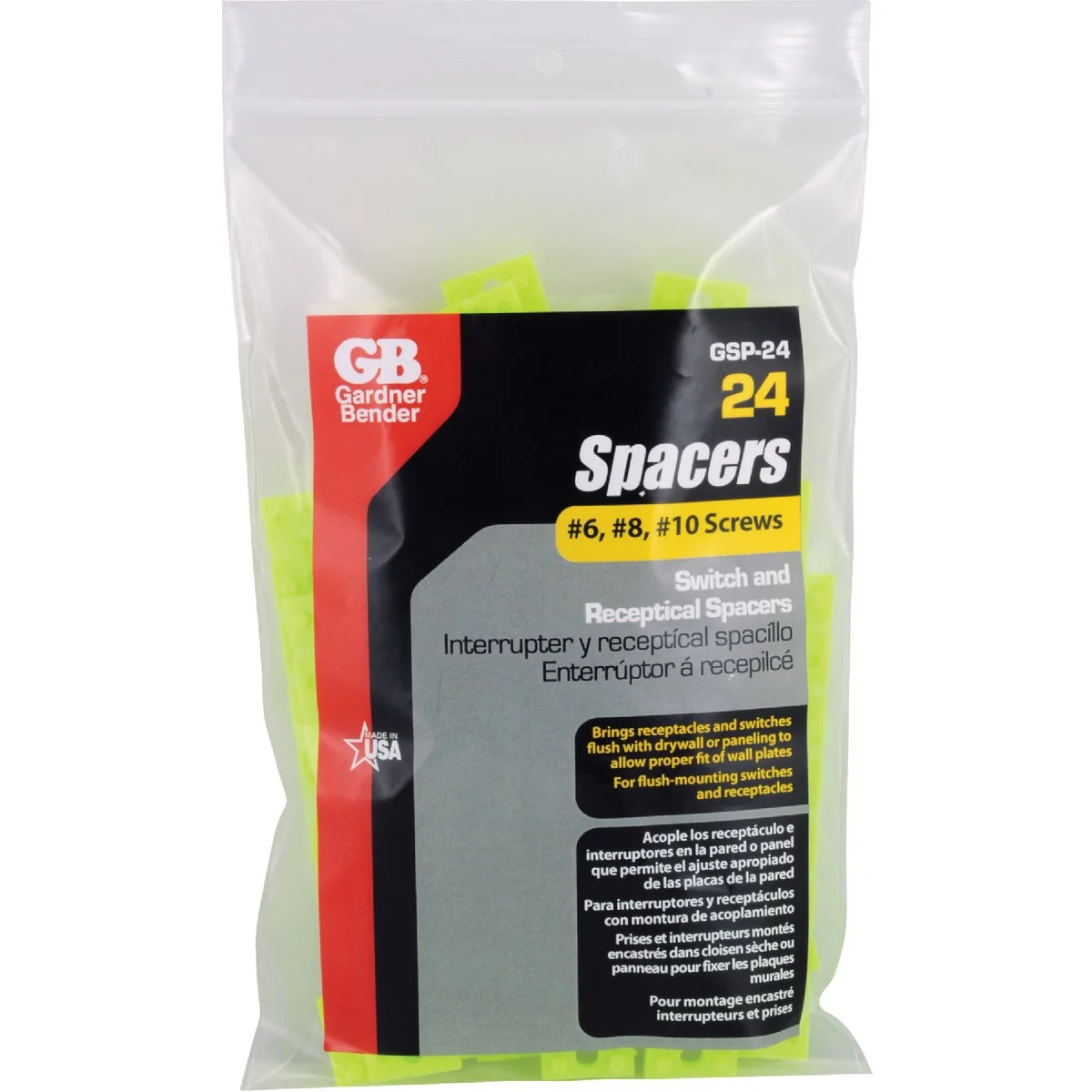Safe Gardner Bender 6 8 10 Screws Plastic Electrical Box Spacer 24-Pack Authentic